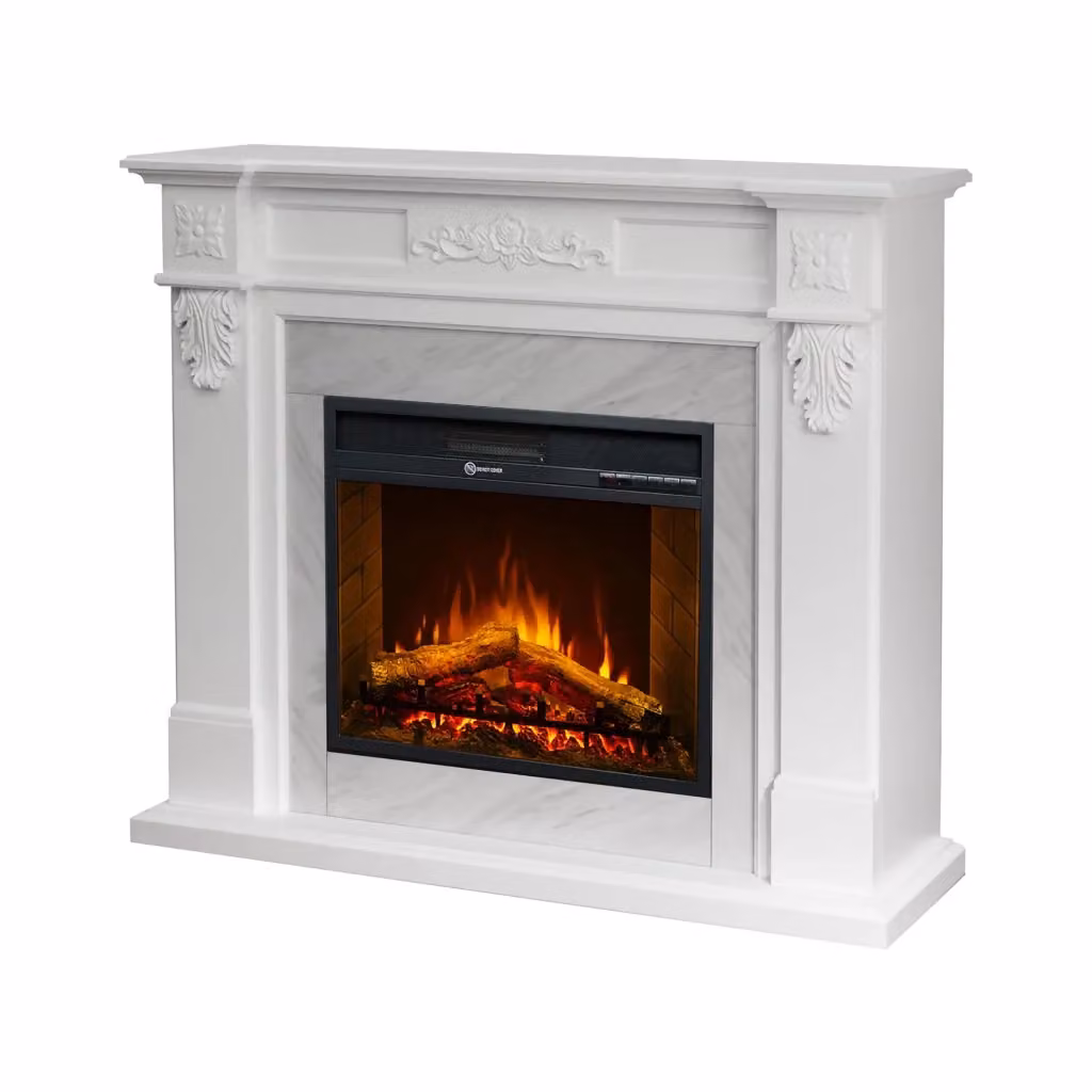 Caminetto Elettrico Prasco DMORA Bianco con Superficie Riscaldabile fino a 30 m2 L/P/H: 121 x 38 x 108 cm – 2