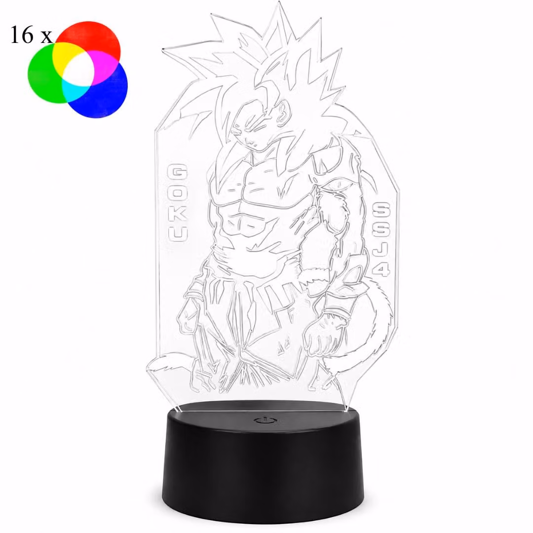 Lampada LED 3D di Goku, 16 colori, con telecomando - Decorazione per videogiochi