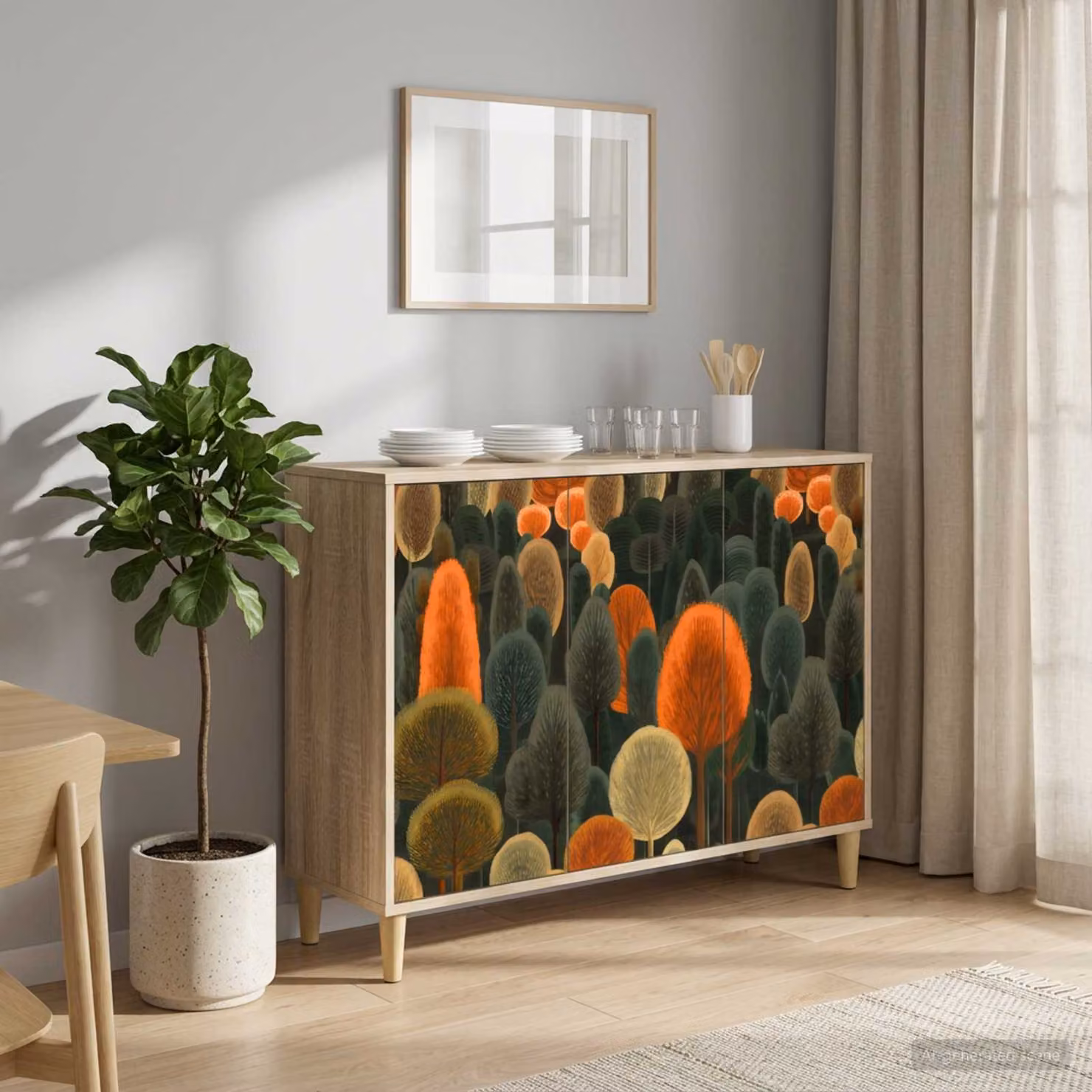 Credenza moderna vidaXL ZAANDAM in legno ingegnerizzato marrone e multicolore L: 102 cm, P: 33 cm, H: 75 cm