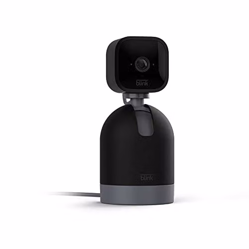 Blink Mini Pan-Tilt Camera | Videocamera intelligente di sicurezza, da interni, plug-in, audio bidirezionale, video HD, rilevazione di movimento, funziona con Alexa | Nero