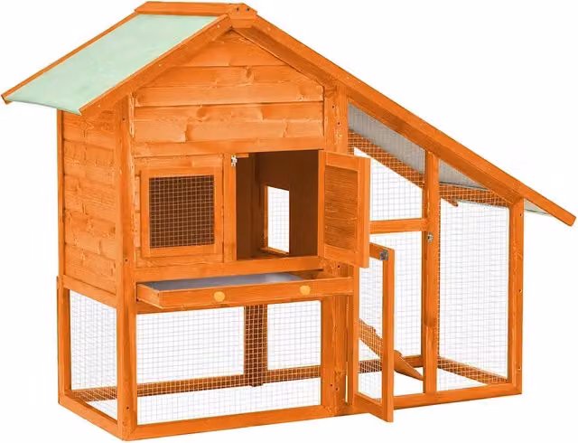 Conigliera vidaXL in legno massello di abete, L 140 x P 63 x H 120 cm