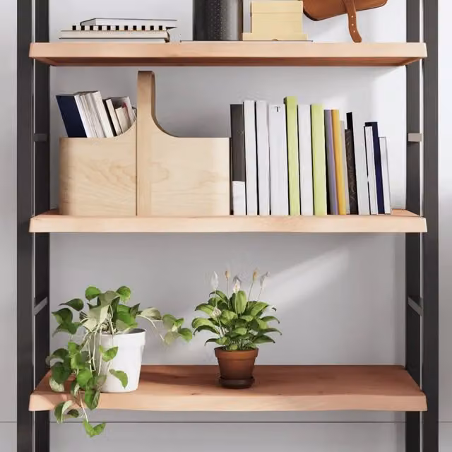 Ripiano a parete in rovere massello non trattato vidaXL marrone L: 100 cm, P: 50 cm, H: 2-4 cm – 1