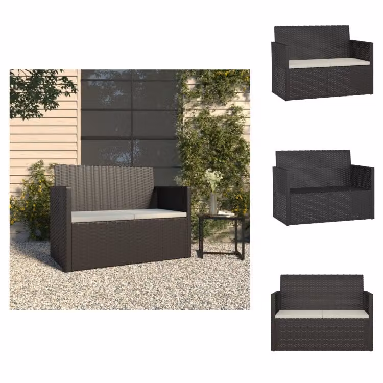 vidaXL Panchina da giardino con cuscini neri 105 cm in poly rattan - Panchine da giardino