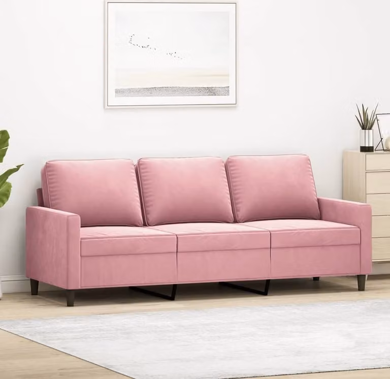 Divano Maison Exclusive, tre posti, rosa, 180 cm, in velluto