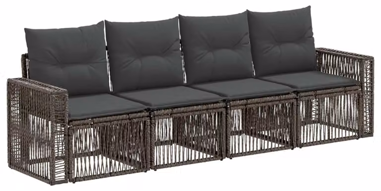 Set di divani da giardino, 4 pezzi, grigio e grigio scuro, in rattan sintetico