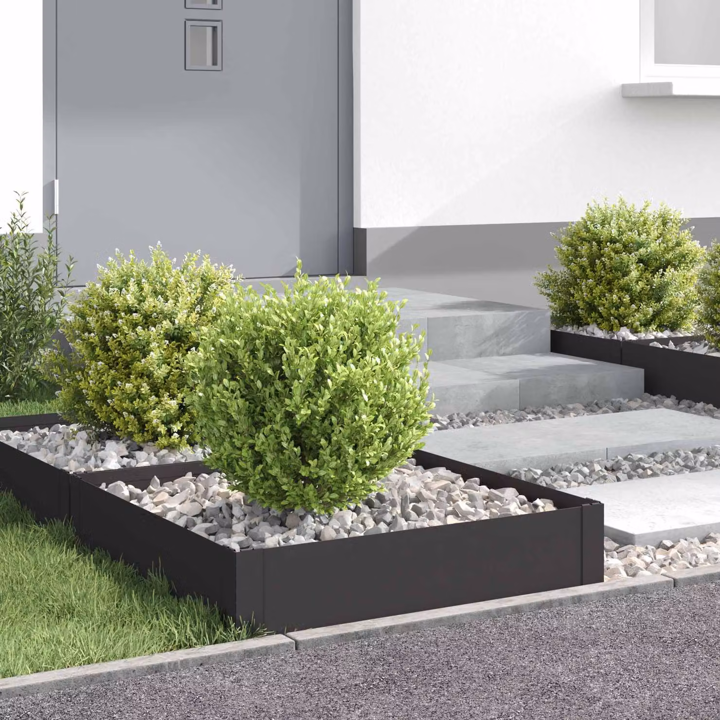 Set di 4 bordure per prato vidaXL in acciaio nero, L/P/H: 60 x 60 x 20 cm