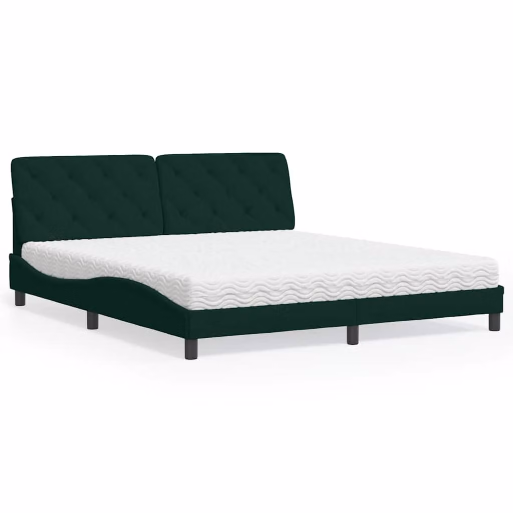 Letto moderno vidaXL in velluto verde con materasso in schiuma, L/P/H: 180 x 200 x 185 cm – 1