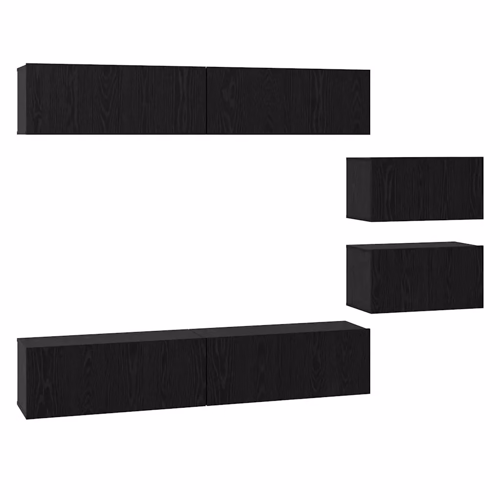Set mobile TV moderno vidaXL in 6 pezzi, Rovere e Nero, in legno MDF e multistrato – 2