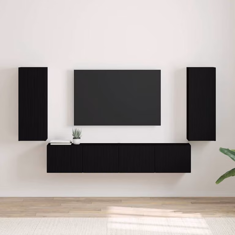 Supporto mobile per TV da parete vidaXL in legno MDF nero moderno L: 80 cm, P: 31 cm, H: 30 cm