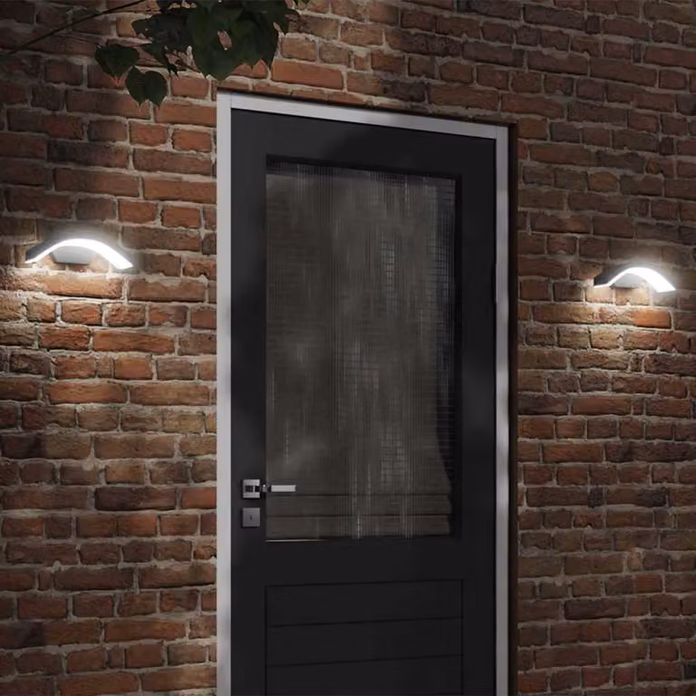 Set di 2 applique da esterno vidaXL in alluminio nero con luce LED bianco caldo e orientamento up/down per giardino