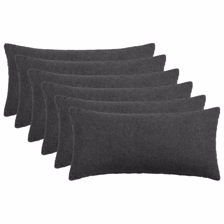 Set di 6 federe vidaXL HEERLEN in tessuto bouclé grigio scuro, L 40 cm x P 70 cm