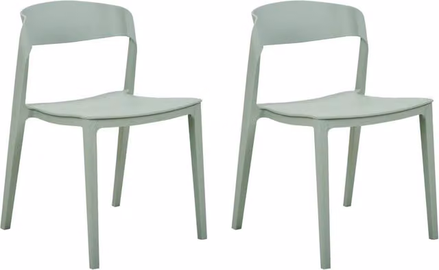 Set di 2 sedie da pranzo verde menta impilabili con gambe senza braccioli Sedie da conferenza in plastica Design moderno contemporaneo Sedute per la sala da pranzo