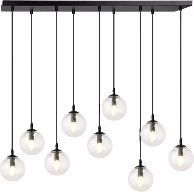 Emibig COSMO lampadario 9xE14 vetro trasparente nero