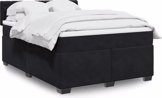vidaXL Giroletto a Molle con Materasso Nero in Velluto L/P: 160 x 200 cm – 2