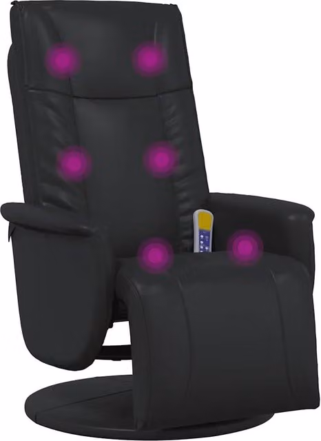 Poltrona Reclinabile Massaggiante | Sedia Relax Poggiapiedi Nera Similpelle