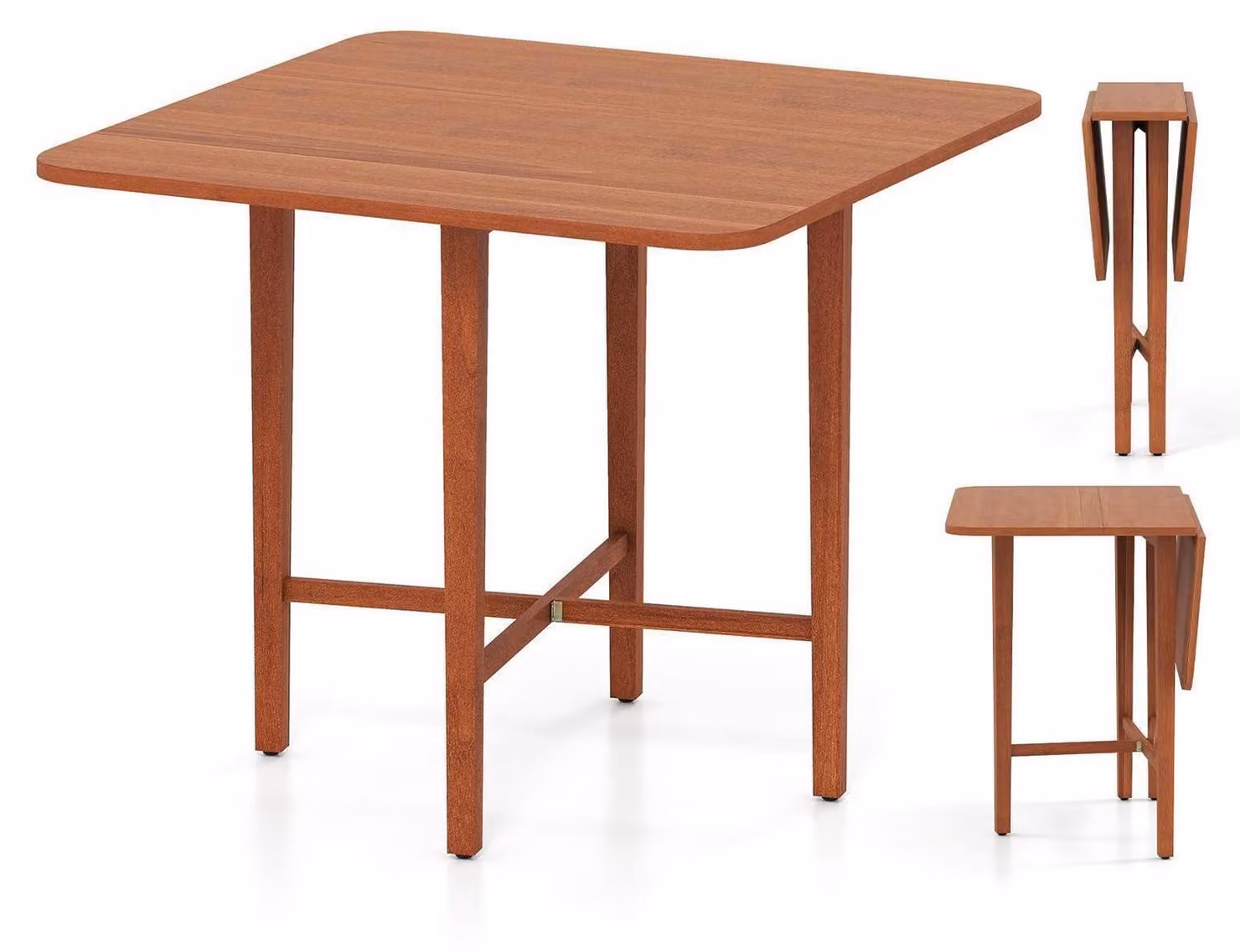Tavolo pieghevole per 2-4 persone, allungabile, quadrato, gambe in legno di gomma, dimensioni 90x90x74,5 cm