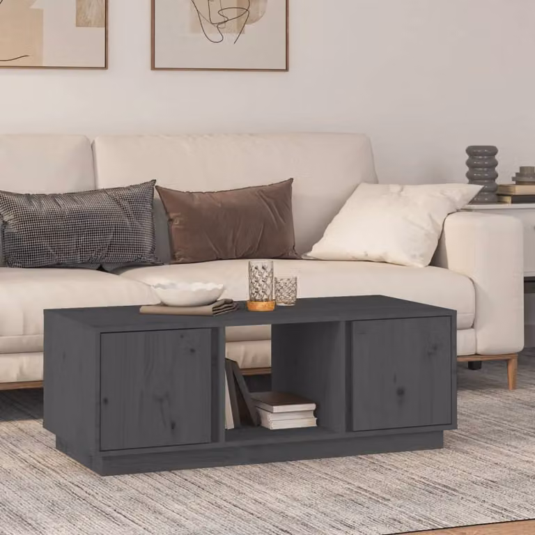 Maison Exclusive - Tavolino grigio 110x50x40 cm in legno massello di pino