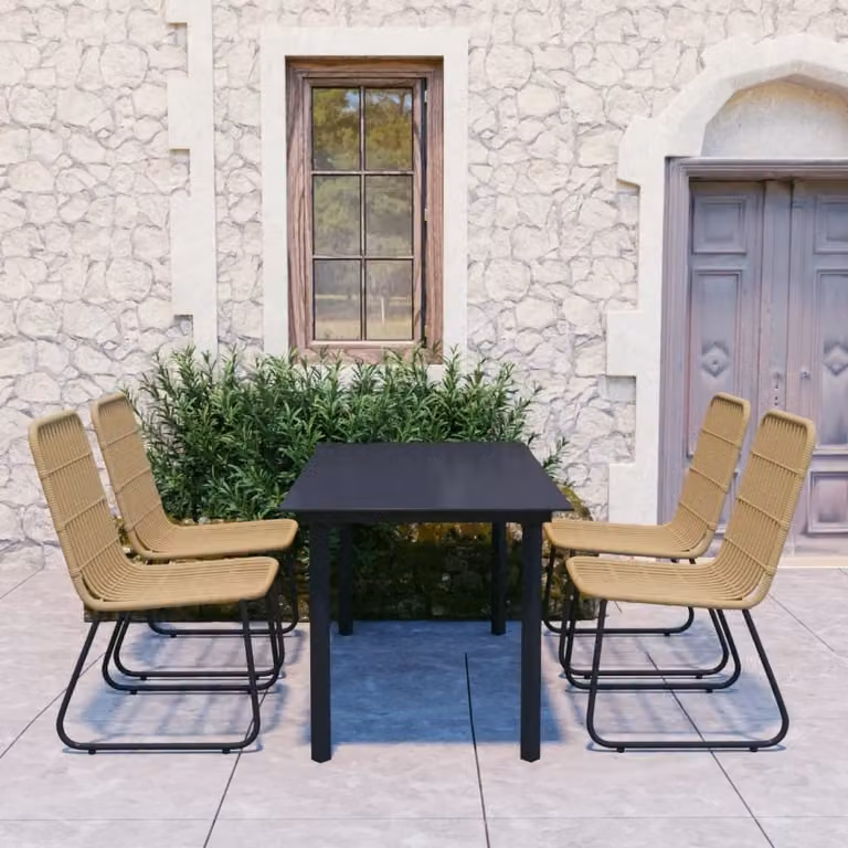 Maison Exclusive - Set da pranzo da giardino a 5 pezzi in rattan sintetico e vetro