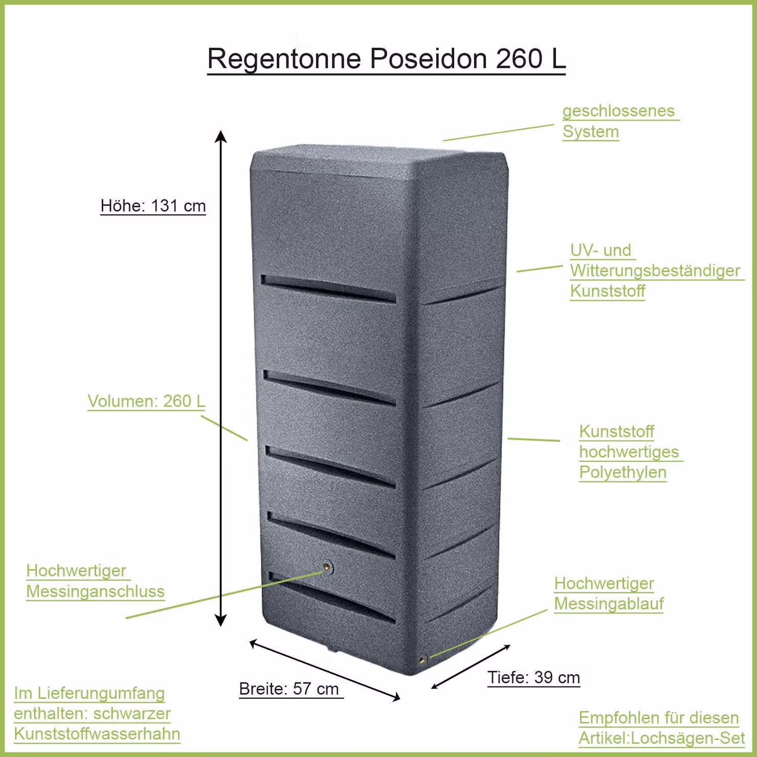 Torre ARVES Serbatoio di accumulo per acqua piovana in granito da 260 l