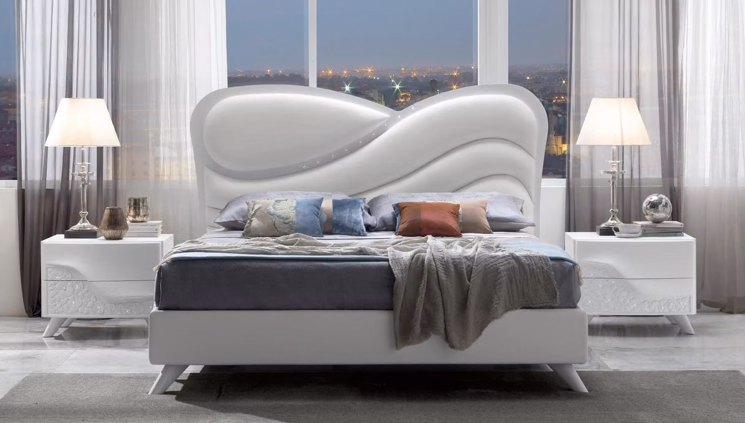 Doppelbett Bett Bettrahmen Bettgestelle Weiß Doppel Modern Luxus Italy Stil