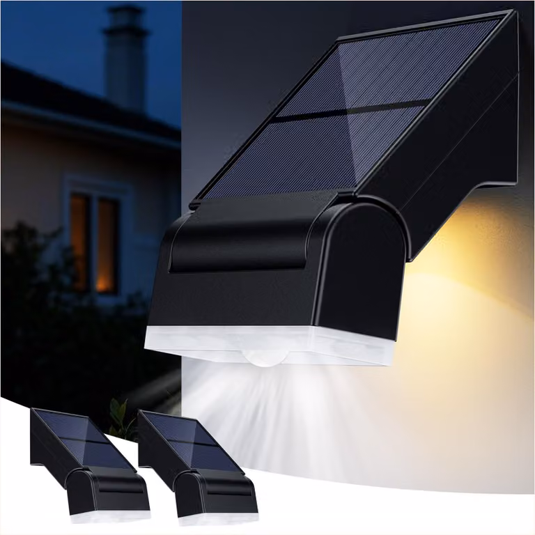 Lampada solare da esterno con sensore di movimento, confezione da 2 pezzi, angolo di regolazione di 90°