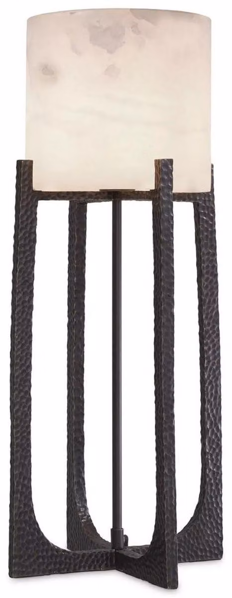 Casa Padrino lampada da tavolo bronzo/alabastro 29 x 29 x h. 68,5 cm - lampada da tavolo in metallo con paralume rotondo in alabastro - Illuminazione