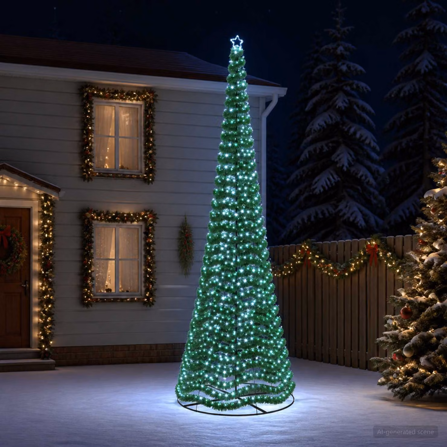 vidaXL Albero di Natale in tinsel con luci LED e base EKENAS 500 cm