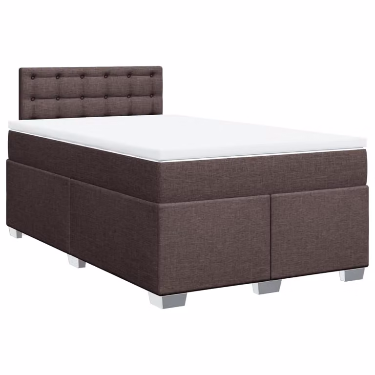 Giroletto a Molle con Materasso Marrone Scuro 120x190cm Tessuto
