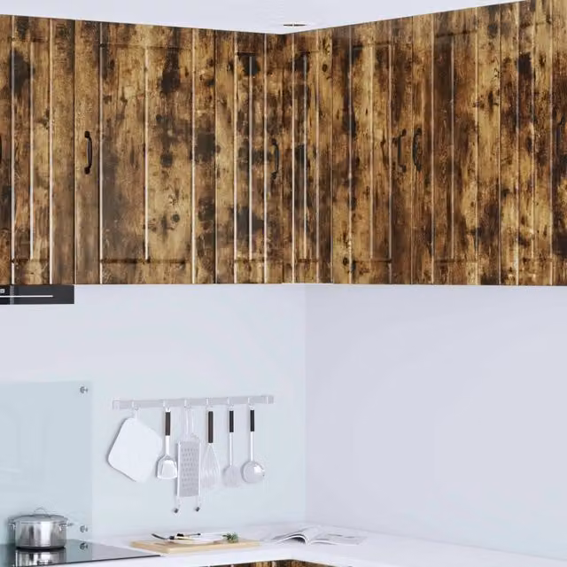 Armadio da cucina pensile moderno vidaXL in legno color rovere fumè con ante scorrevoli L/P/H: 57 x 57 x 80 cm – 1