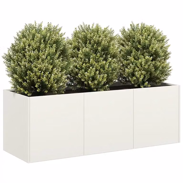 Fioriera bianca vidaXL in acciaio per orto e giardino L: 120 cm, P: 40 cm, H: 40 cm