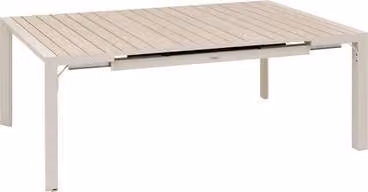 Tavolo regolabile in altezza Evasion IPERBRIKO quadrato in alluminio effetto legno linoleum colore argilla L/P/H: 142 x 142 x 77 cm