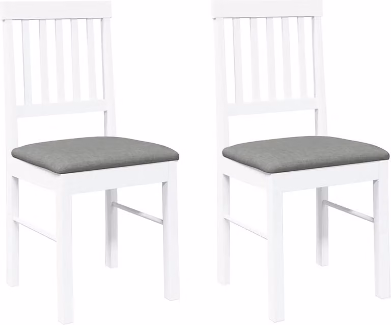 Sedie da Pranzo con Cuscini 2 pz Bianco Legno Massello di Hevea
