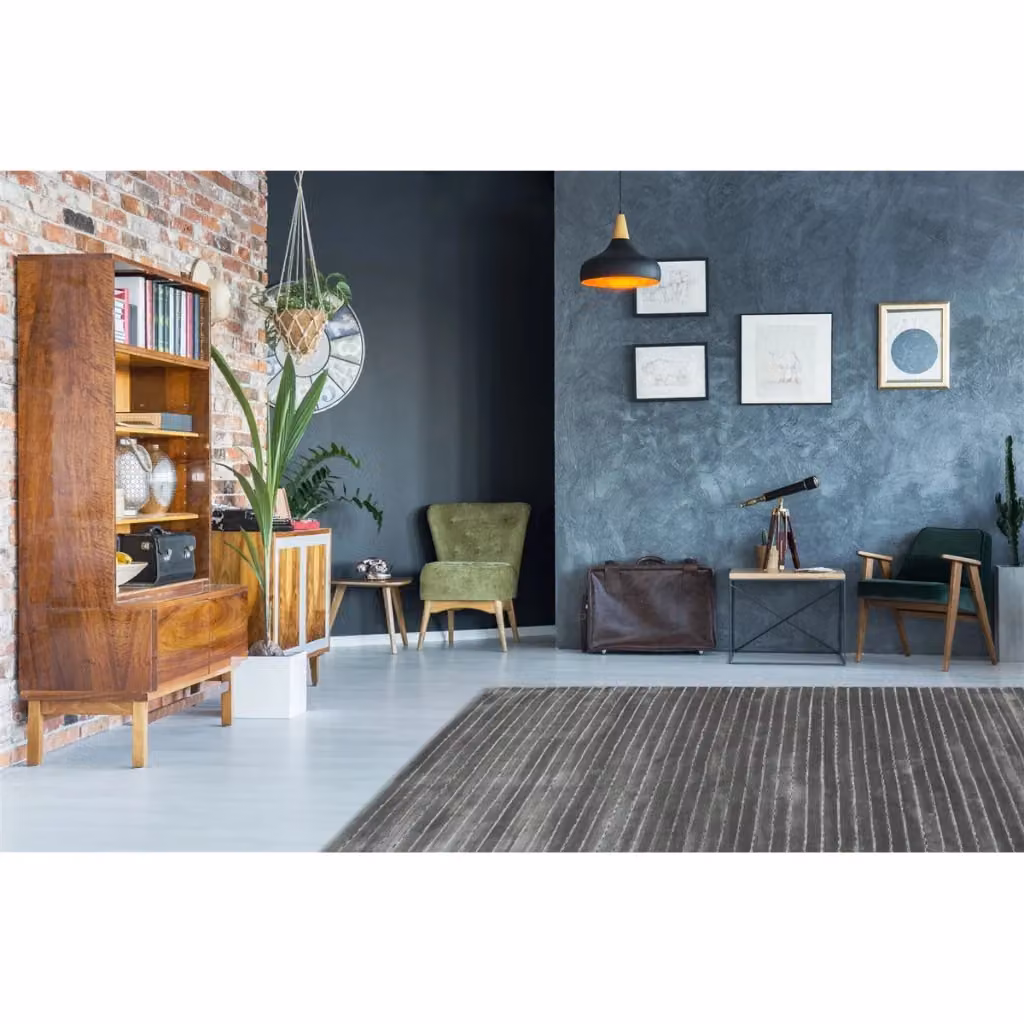 Tappeto Prime Silber KENDRA HOME in lana, viscosa e cotone, modello moderno a righe, multicolore argento e grigio – 2