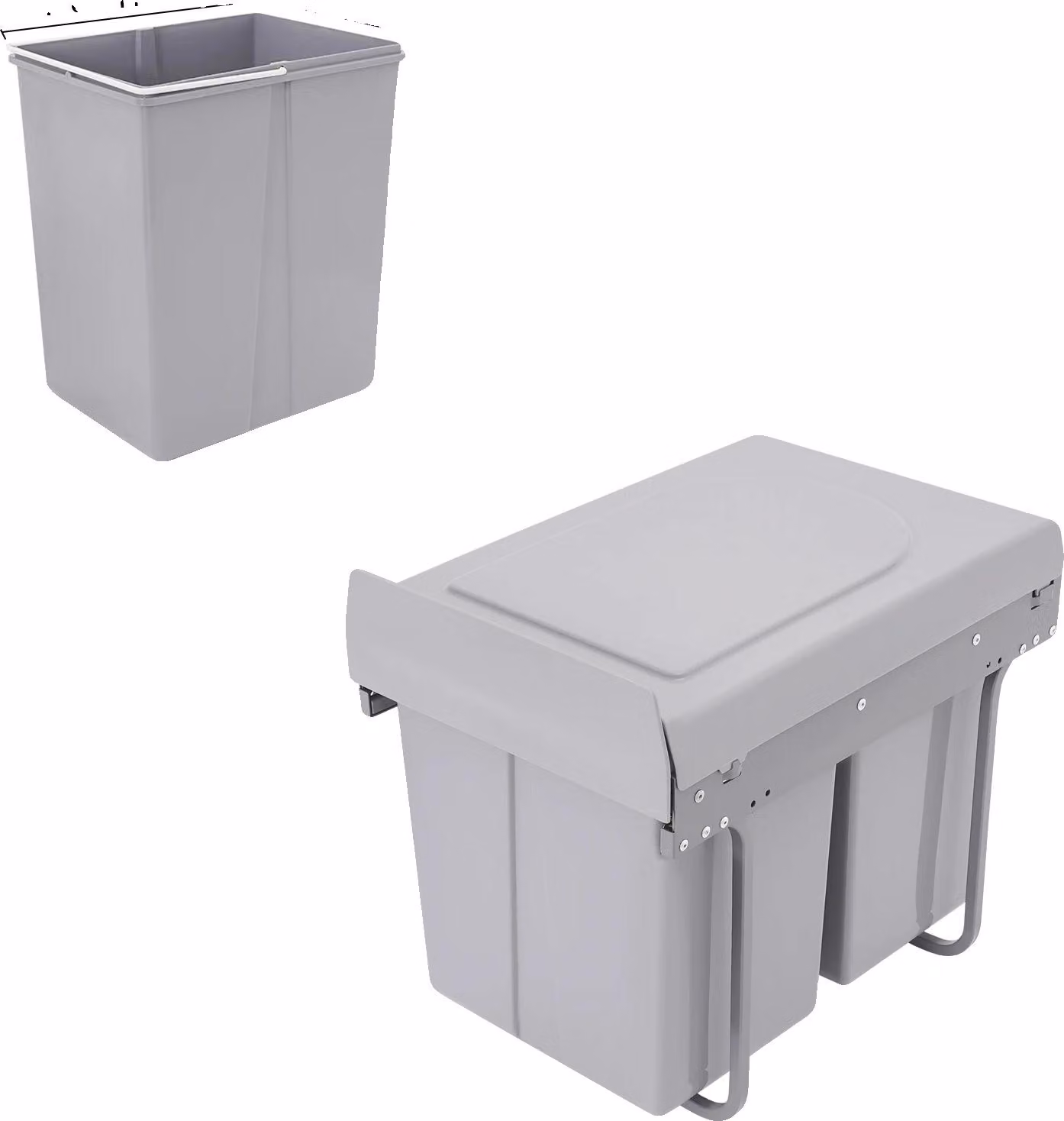 Contenitore per rifiuti da cucina, con doppio scomparto, design salvaspazio, non può essere fissato alla porta