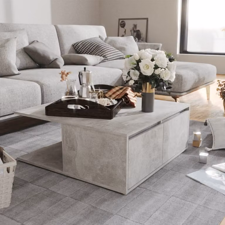 Maison Exclusive - Tavolino grigio cemento 80x80x31 cm Materiale ligneo
