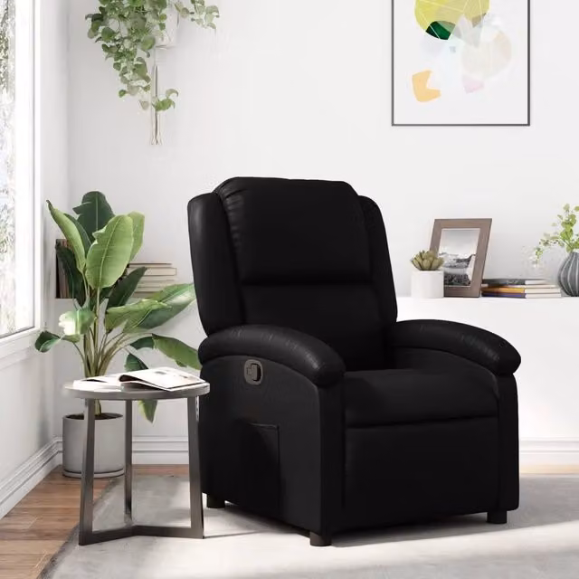Poltrona reclinabile relax vidaXL in similpelle nera con braccioli e struttura in legno e metallo – 1