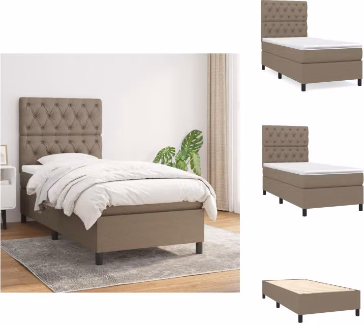 vidaXL Letto a molle con materasso Taupe 80x200 cm in tessuto - Letti e strutture letto