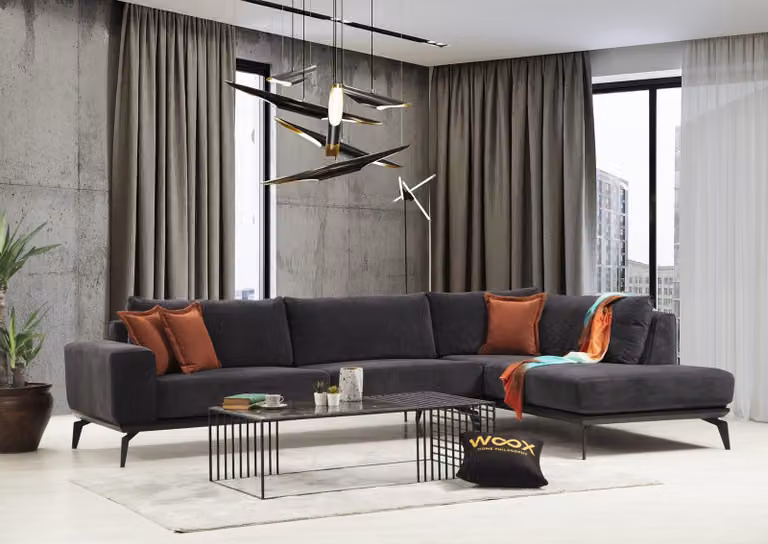 Exklusives Graues Polster Ecksofa Designer Eckgarnitur Moderne Couchen