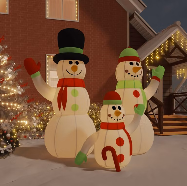 The Living Store Famiglia di pupazzi di neve gonfiabili con LED 360 cm