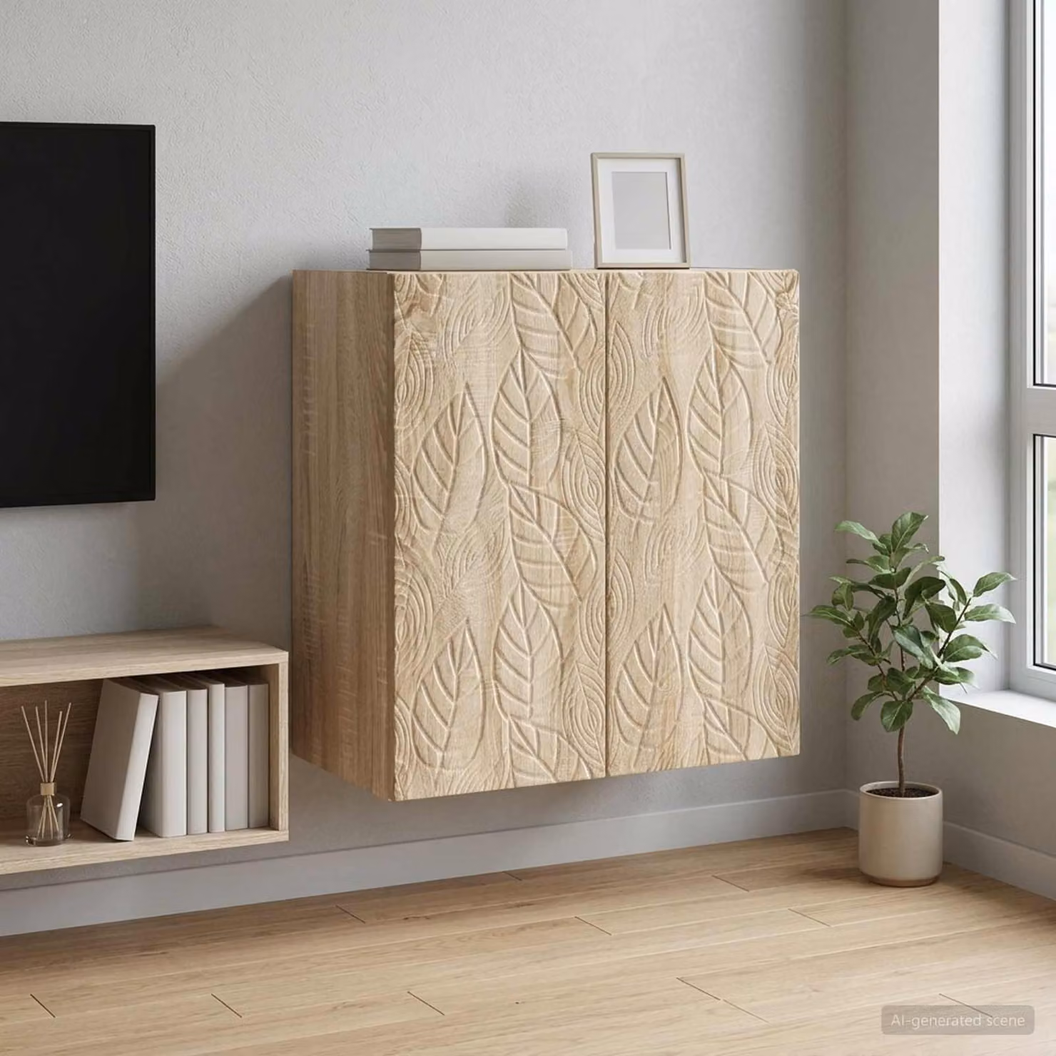 Mobiletto a muro vidaXL in legno MDF moderno, colore marrone e beige, L: 59 cm, P: 31 cm, H: 60 cm