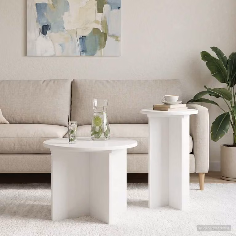Set di 2 tavolini rotondi vidaXL in MDF bianco lucido Ø 45 cm