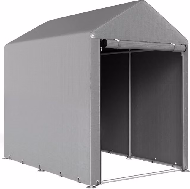 Casetta da giardino, tenda contenitore, robusta e resistente alle intemperie, struttura in acciaio, 1,2x1,8x1,6 m, grigio chiaro