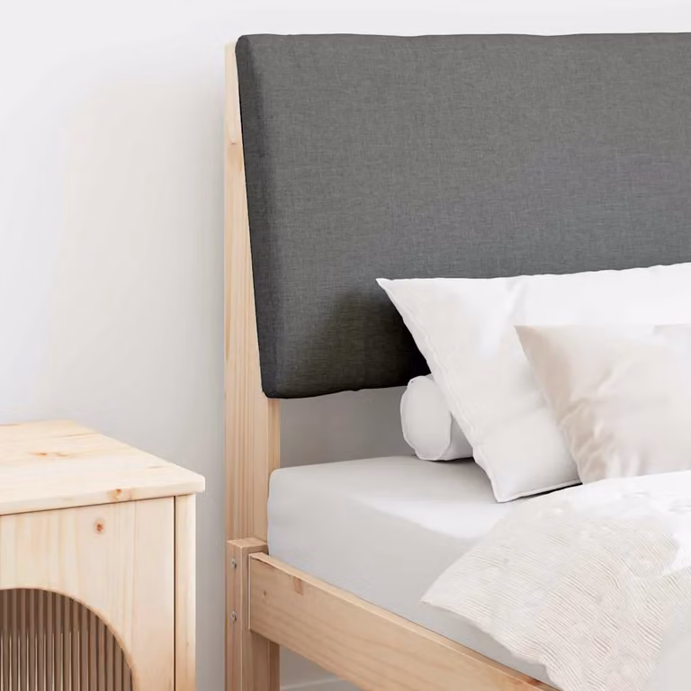 Testiera imbottita vidaXL in pino massello Grigio, Larghezza: 80 cm
