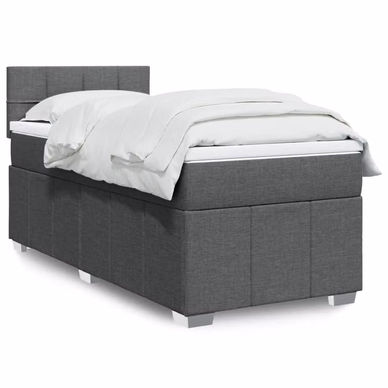vidaXL Letto Ibrido con Materasso a Molle Insacchettate Grigio e Bianco L/P/H: 90 x 190 x 100,5 cm