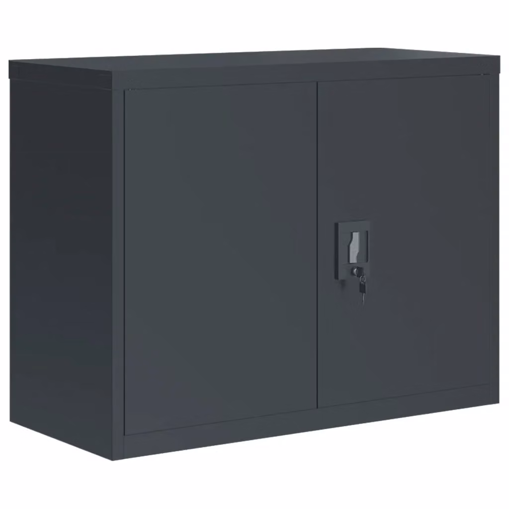 Armadio Classificatore vidaXL in Metallo Antracite Opaco con Ante a Battente e Serratura L: 90 cm, P: 40 cm, H: 70 cm – 2