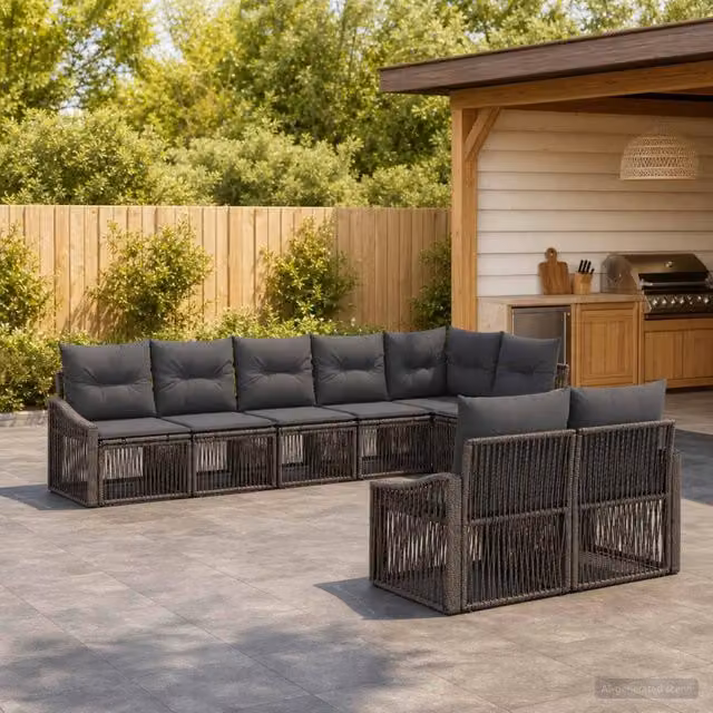 Set Divano da Giardino 8 pz Grigio polyrattan 3436067