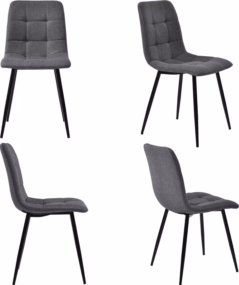 sedie da pranzo okwish set di 4 sedie imbottite con schienale, seduta in lino e metallo, grigio scuro