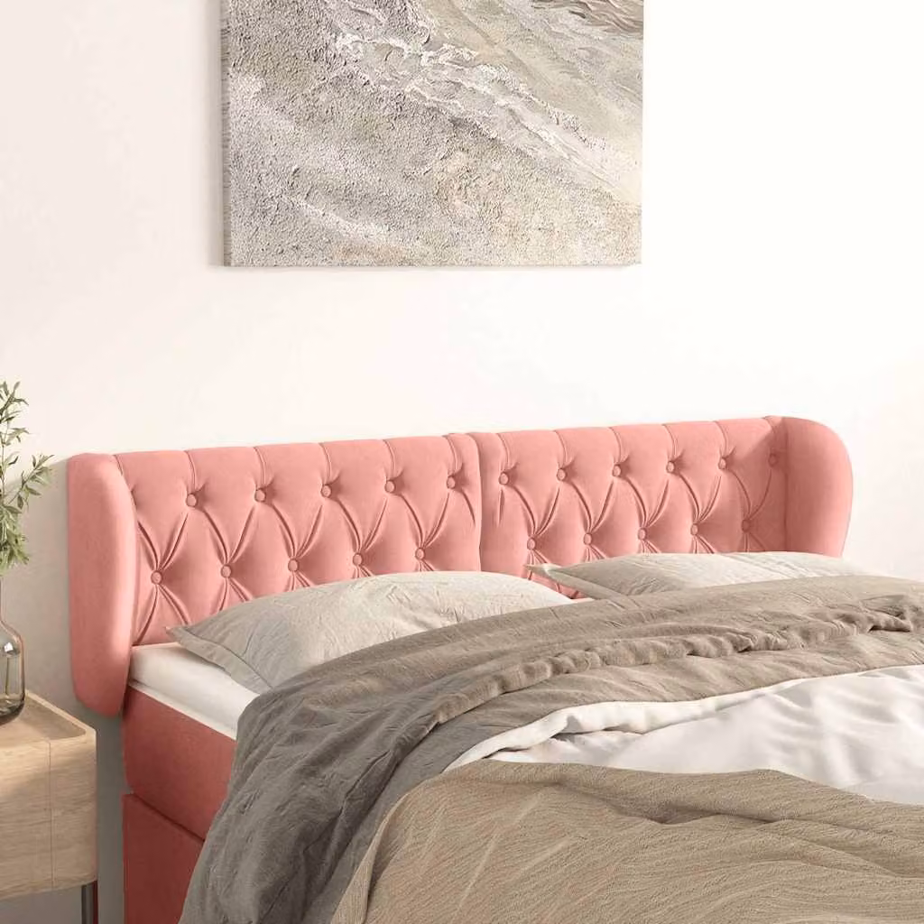 Testiera ad orecchio vidaXL in velluto rosa L: 163 cm, P: 23 cm, H: 78-88 cm