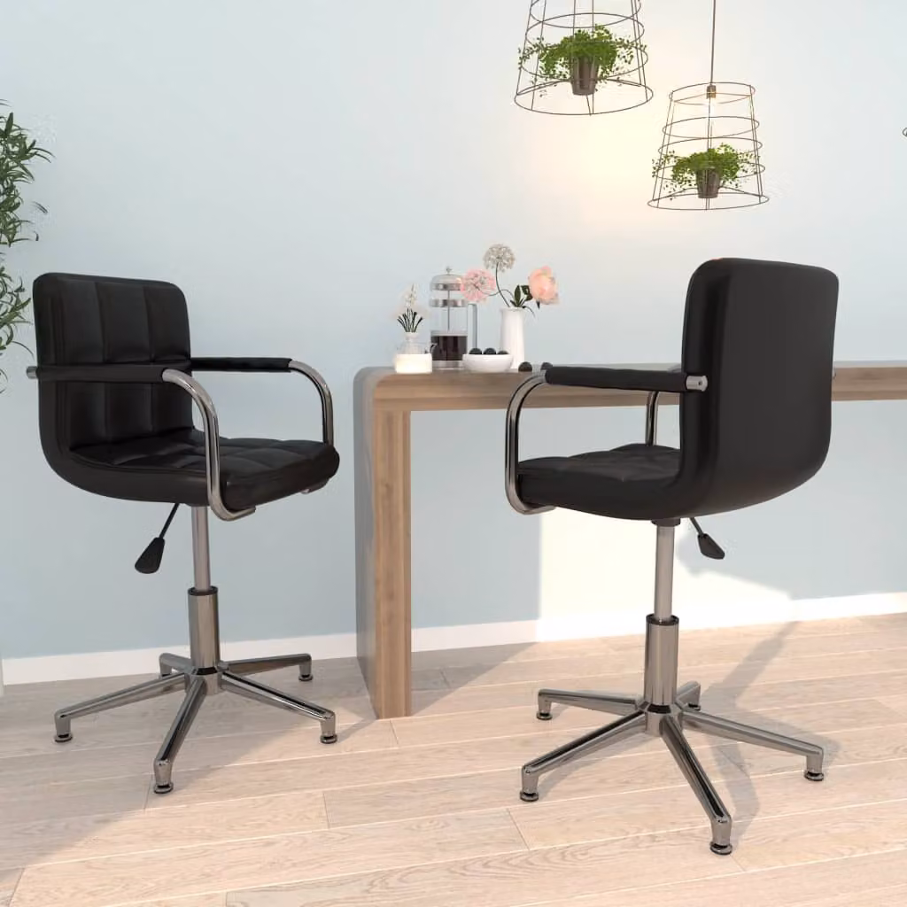 Set di 2 sedie da pranzo girevoli vidaXL in similpelle nera con braccioli e design moderno – 1