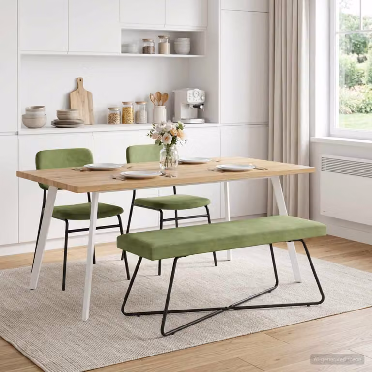 Panchina moderna vidaXL in velluto verde chiaro L: 110 cm, P: 40 cm, H: 45 cm